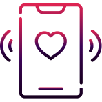 Picture of phone icon with a heart on it