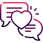 Picture of two messaging icons wrapped with a heart in the middle